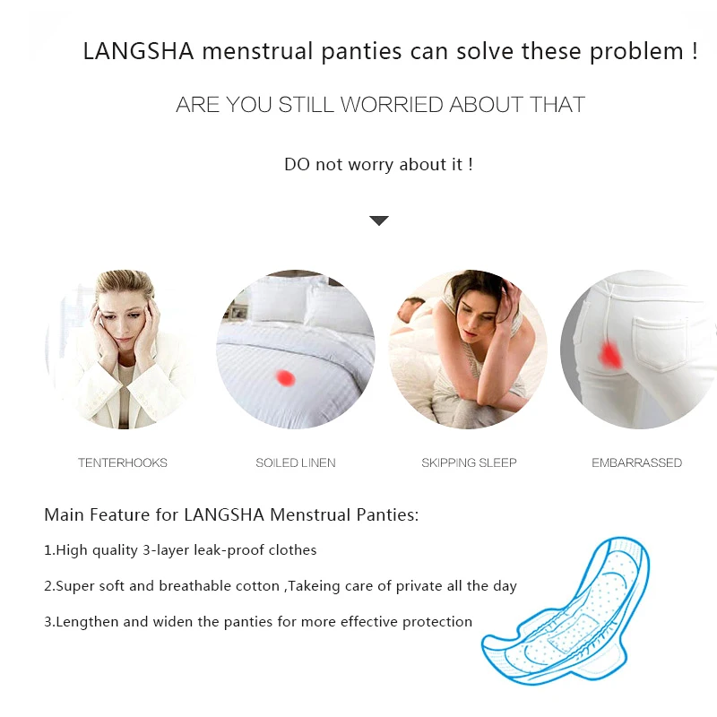 New Leak Proof Menstrual Panties Physiological Pants Widen Women Underwear Period Soft Cotton Waterproof Briefs Dropshipping