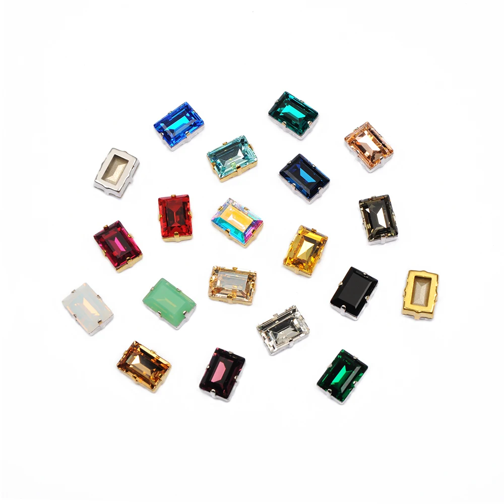 K9 Crystal Sew On Rhinestones Fancy Stone Setting Rectangle Mix Colors Strass Glass Rhinestone for jewelry craft