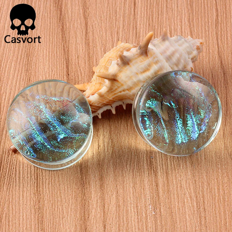 Casvort 2PCS New Glass Ear Body Jewelry Expanders Piercing Tunnels Plugs Strechers Ear Gauges Gift For Women Men Gift