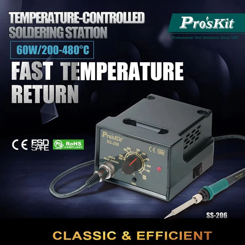 

Proskit SS-206H electric soldering iron anti-static digital display constant temperature welding station industrial grade 60W