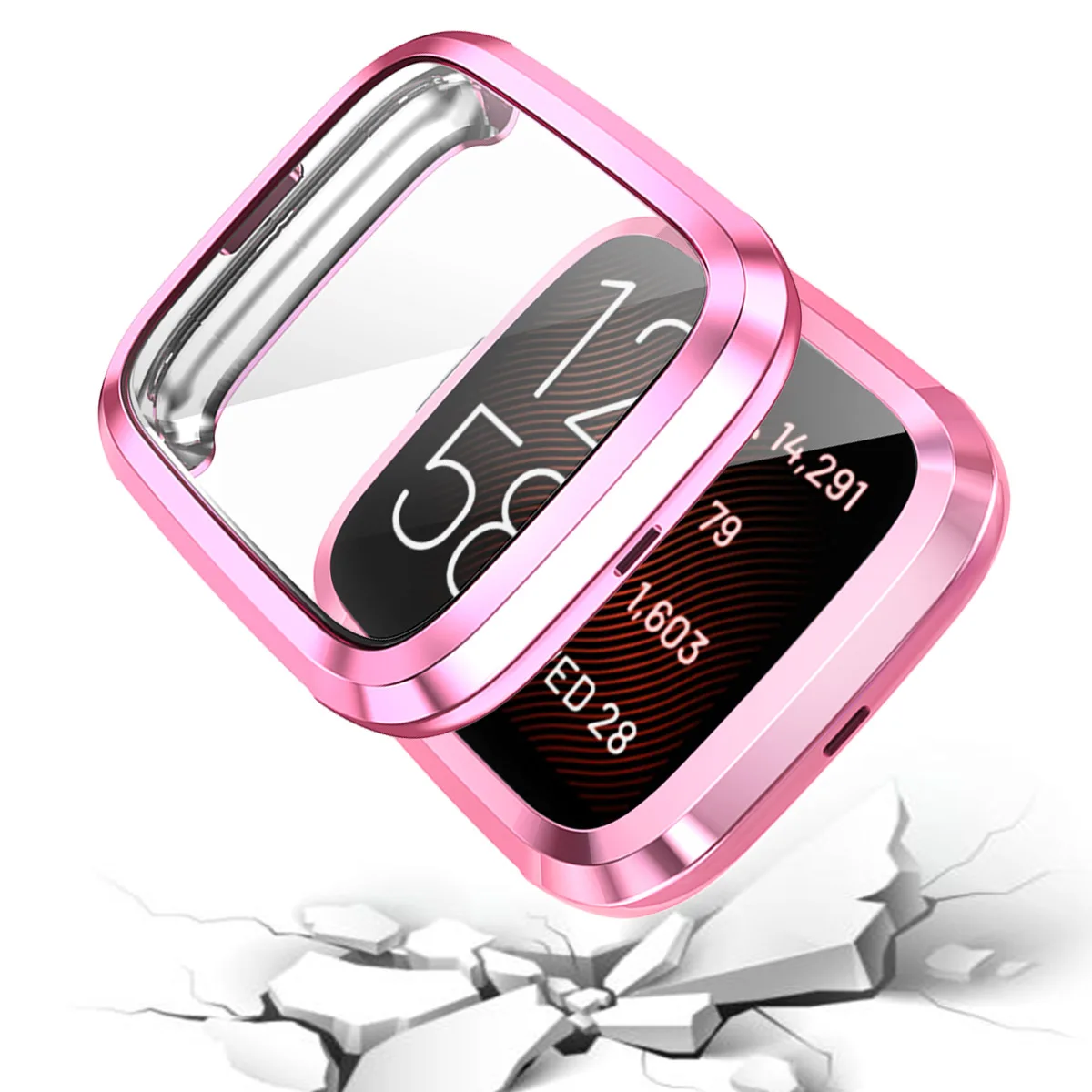 ปกคลุม Electroplate ป้องกันหน้าจอ TPU นุ่มสำหรับ Fitbit Versa 2/Versa2 SE Smartwatch ป้องกัน Shell