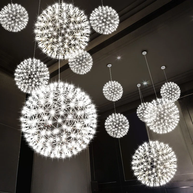 Modern Spark Ball Pendant Light Nordic Lighting Firework Ball For Living Room Dining Home Restaurant Decoration LED Hanging Lamp