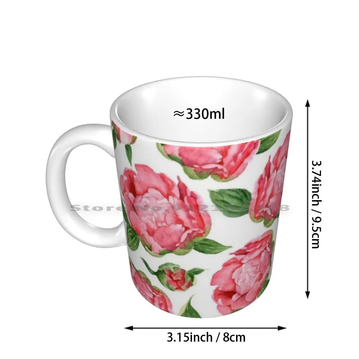 Watercolor Peonies Ceramic Mugs Coffee Cups Milk Tea Mug Wrapping Paper Textile Watercolor Flower Peony Floral Peonies