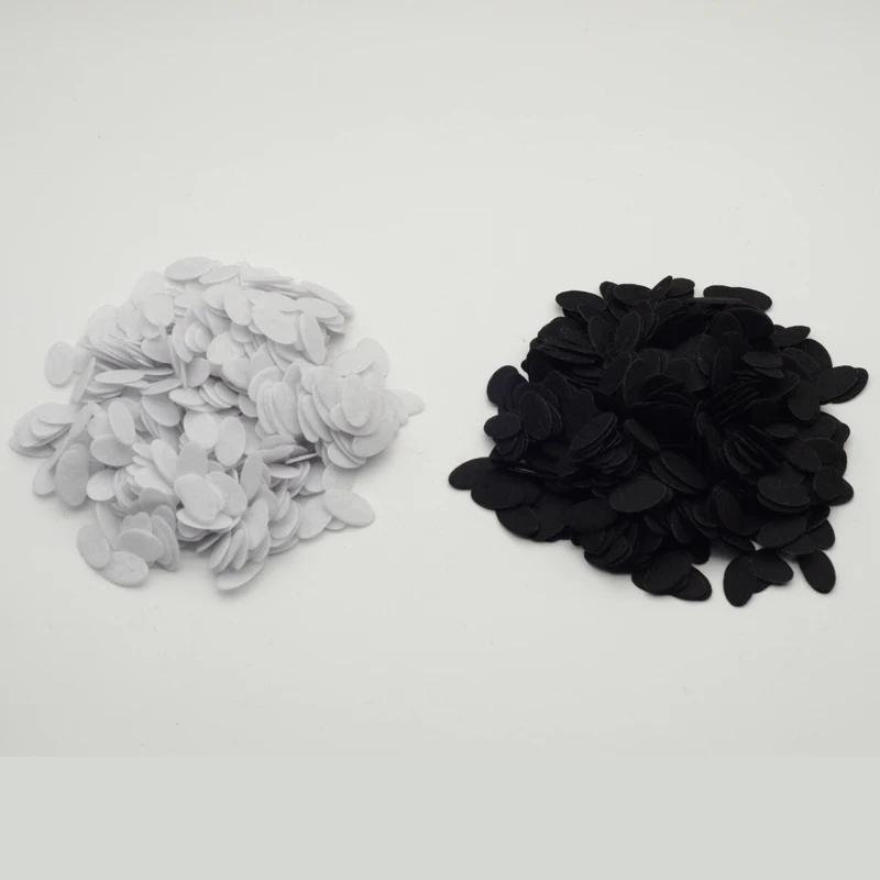 1000PCS 1.0cm*2.0cm White Mini Oval Felt Pads Spacers Black Non-woven Pads Appliques Patches for DIY Hair Accessories