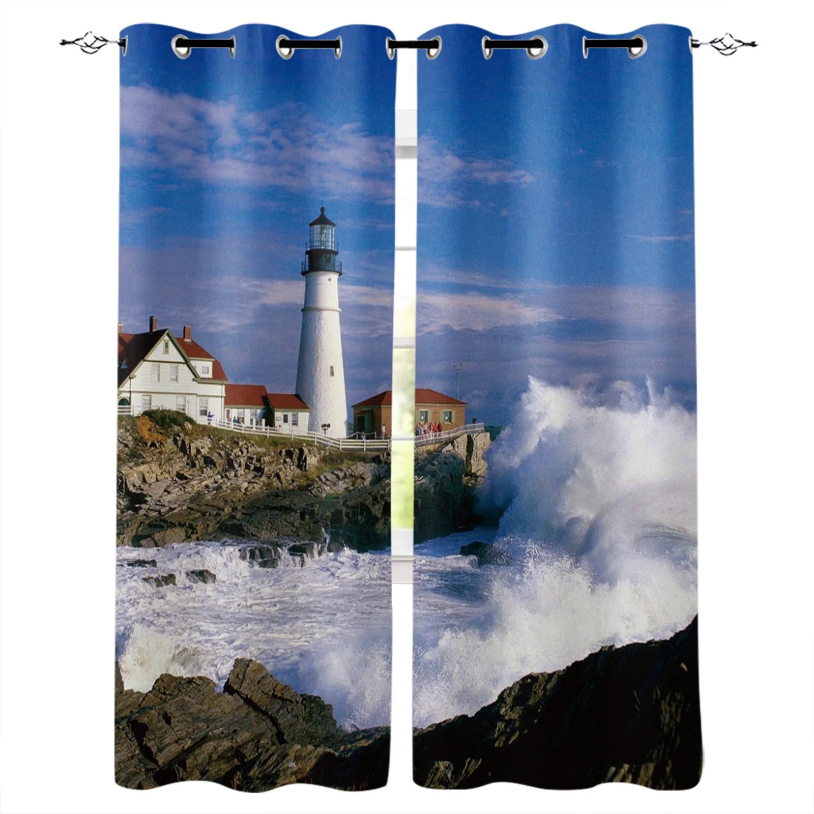 

Scenic Watchtower Marine Reef Sea Blackout Curtains For Bedroom Blinds Drapes Window Curtains For Living Room High Shading