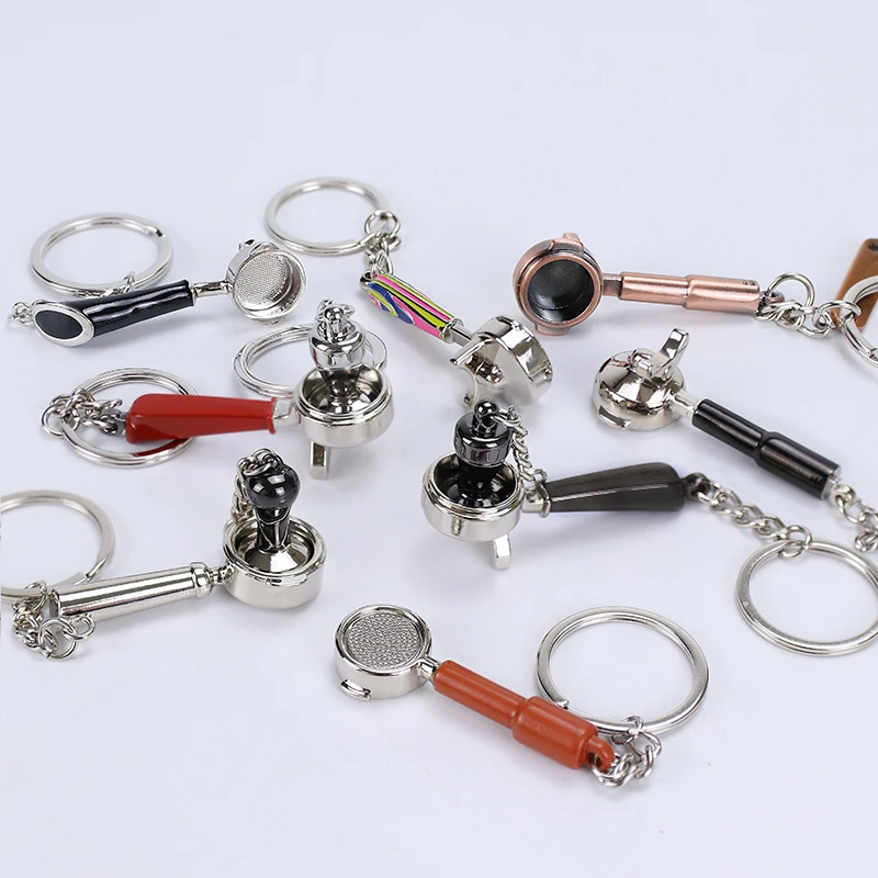 Coffee Keychain Latte Powder Hammer Bottomless Handle Cafe Bar Small Pendant Souvenir Creative Coffee Espresso Accessories Gifts