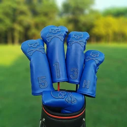 Juego de fundas de cuero para cabeza de club de golf, cubierta de conductor de Calavera, cubierta de madera de fairway, cubierta de taco mixto