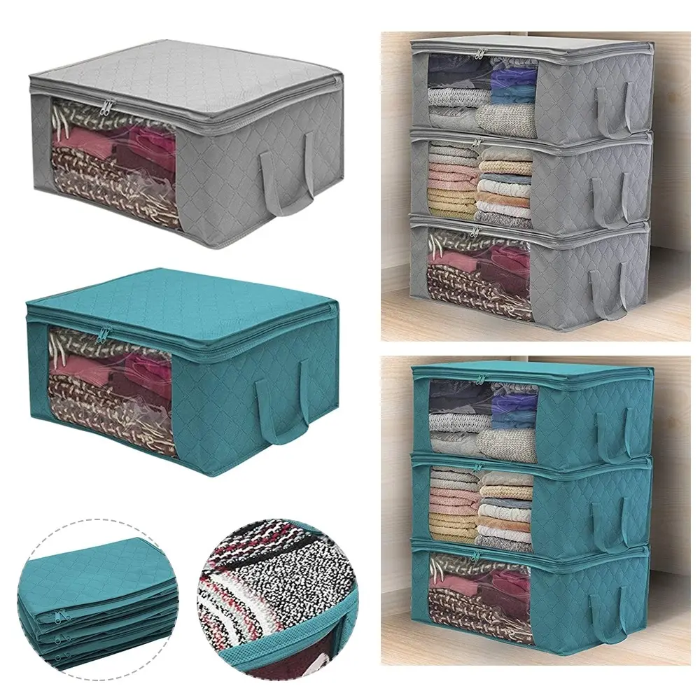 3pcs  Clothes Quilt Storage Bag Blanket Closet Sweater Organizer Box Sorting Pouches Cabinet Container Travel Home Dropshipping