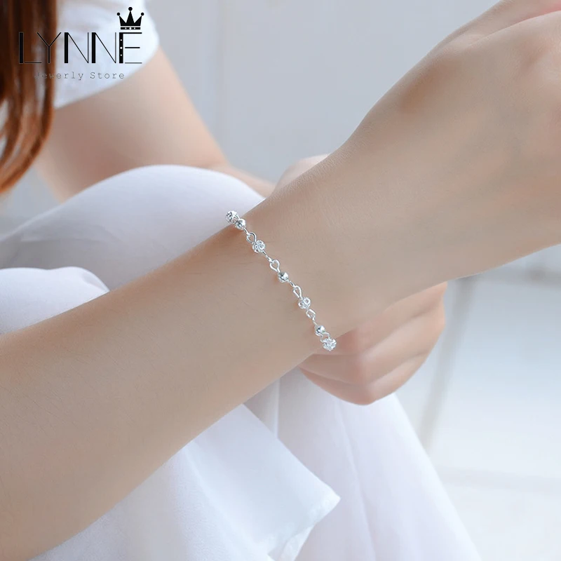 Hot Sale Fashion Hollow Ball Small Bead Chain Bracelets 925 Sterling Silver Ethnic Style Charm Bracelet Women&Girl Jewelry Gift