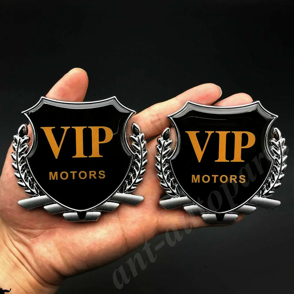 

2x Metal VIP MOTORS Luxury JDM JP Car Trunk Window Emblem Badges Decal Sticker