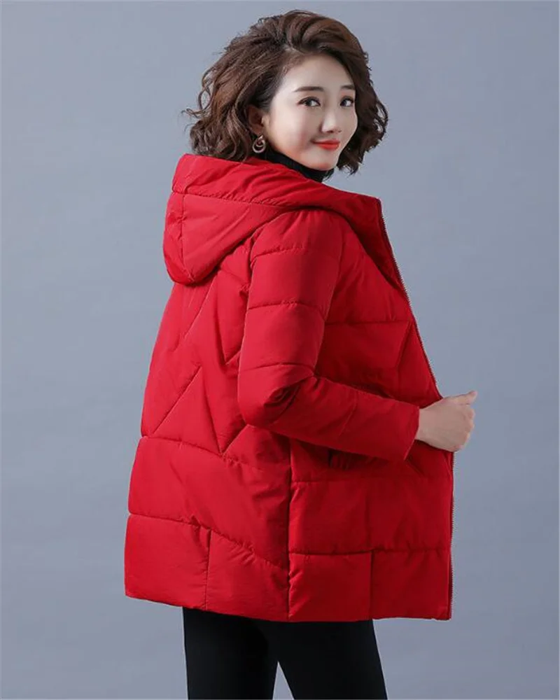 Loose Hooded Cotton Coat For Women New Winter Warm Parkas Female Thicken Outwear Padded Parka Overcoat Casual Zipper Long Jacket