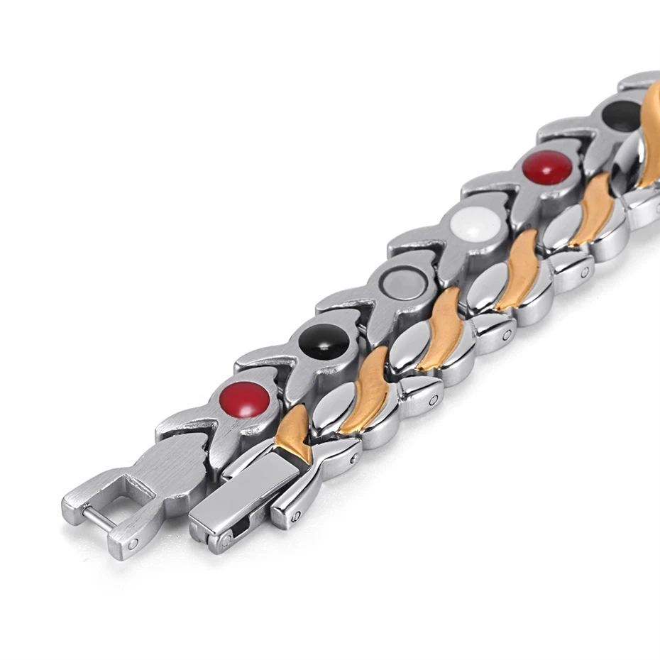 7mm Heavy Punk Rose Gold Color Fish Health Magnetic Chain Bracelet Women Men Black Stainless Steel With Germanium Bangle Jewelry