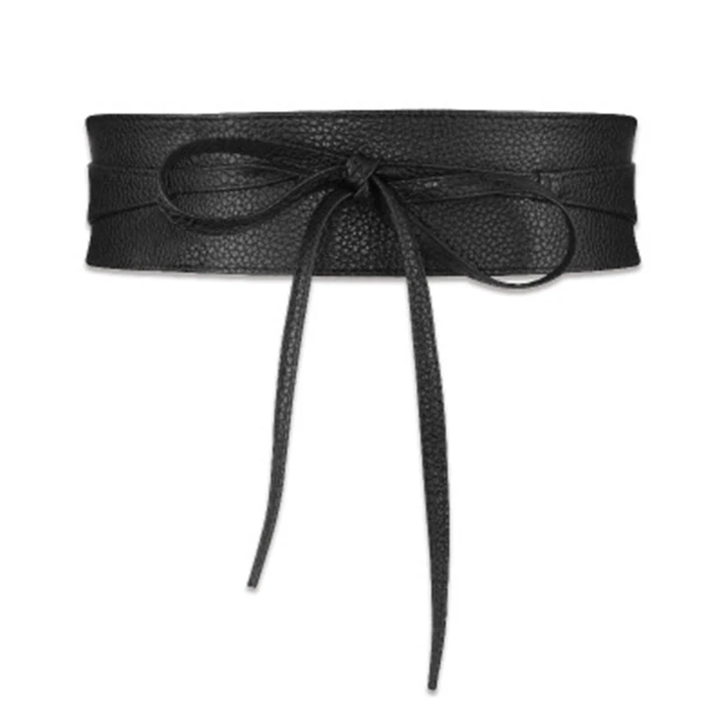 Solid Belt for Women Soft PU Leather Waistband Self Tie Bow Wrap Around Waist Band Cinch Obi Belt