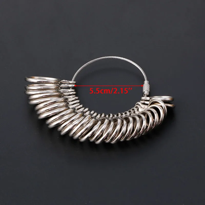 Calibrador de anillo de joyería para hombres y mujeres, herramienta de anillo de Metal, anillo de medición de dedo, anillos de mano estándar,