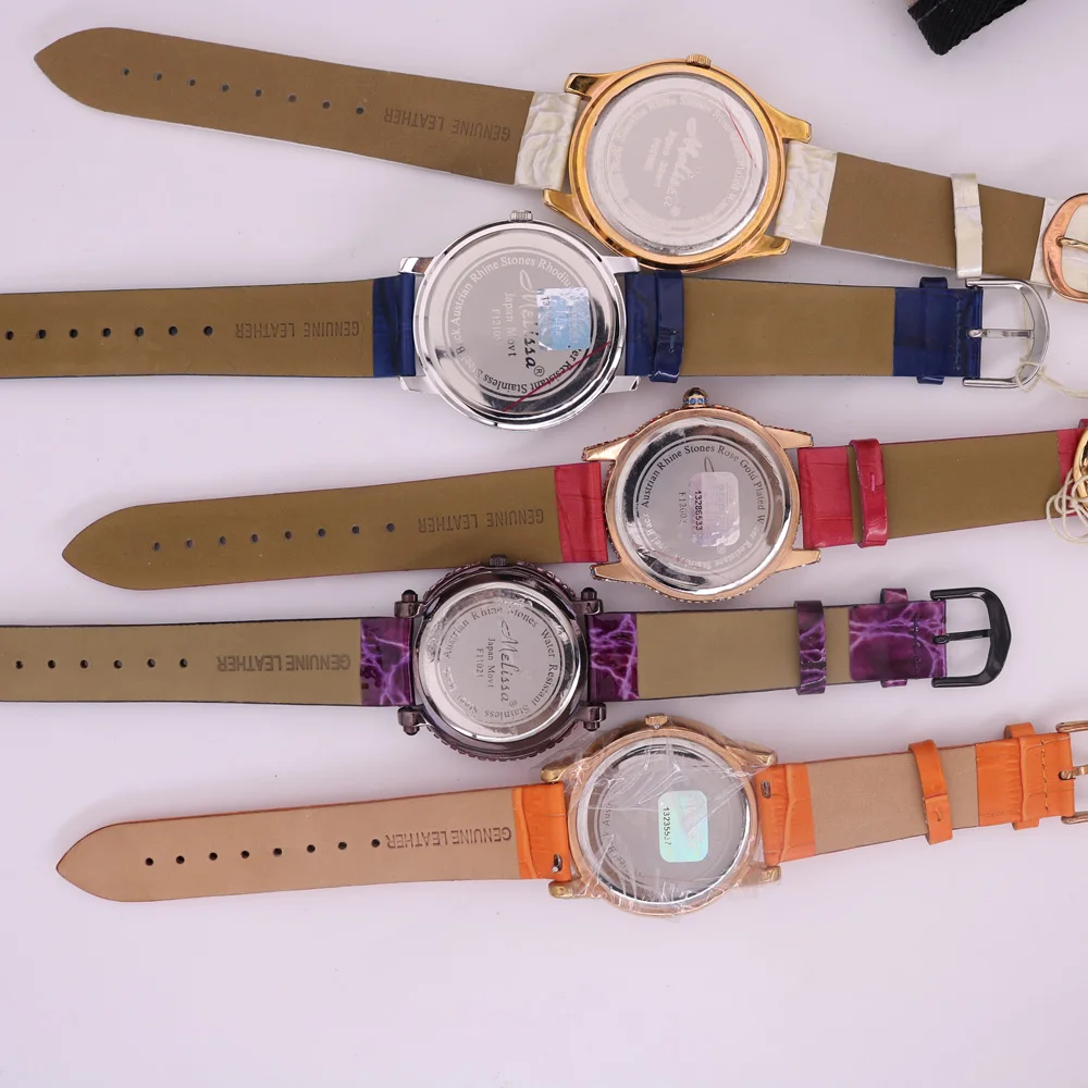 ¡Oferta! Melissa-Reloj de cristal para mujer, pulsera de cuero, sin caja, para regalo