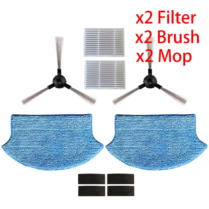 2* side brush + 2* filter + 2*mop kit for Midea VCR15 VCR16 robot vacuum cleaner parts