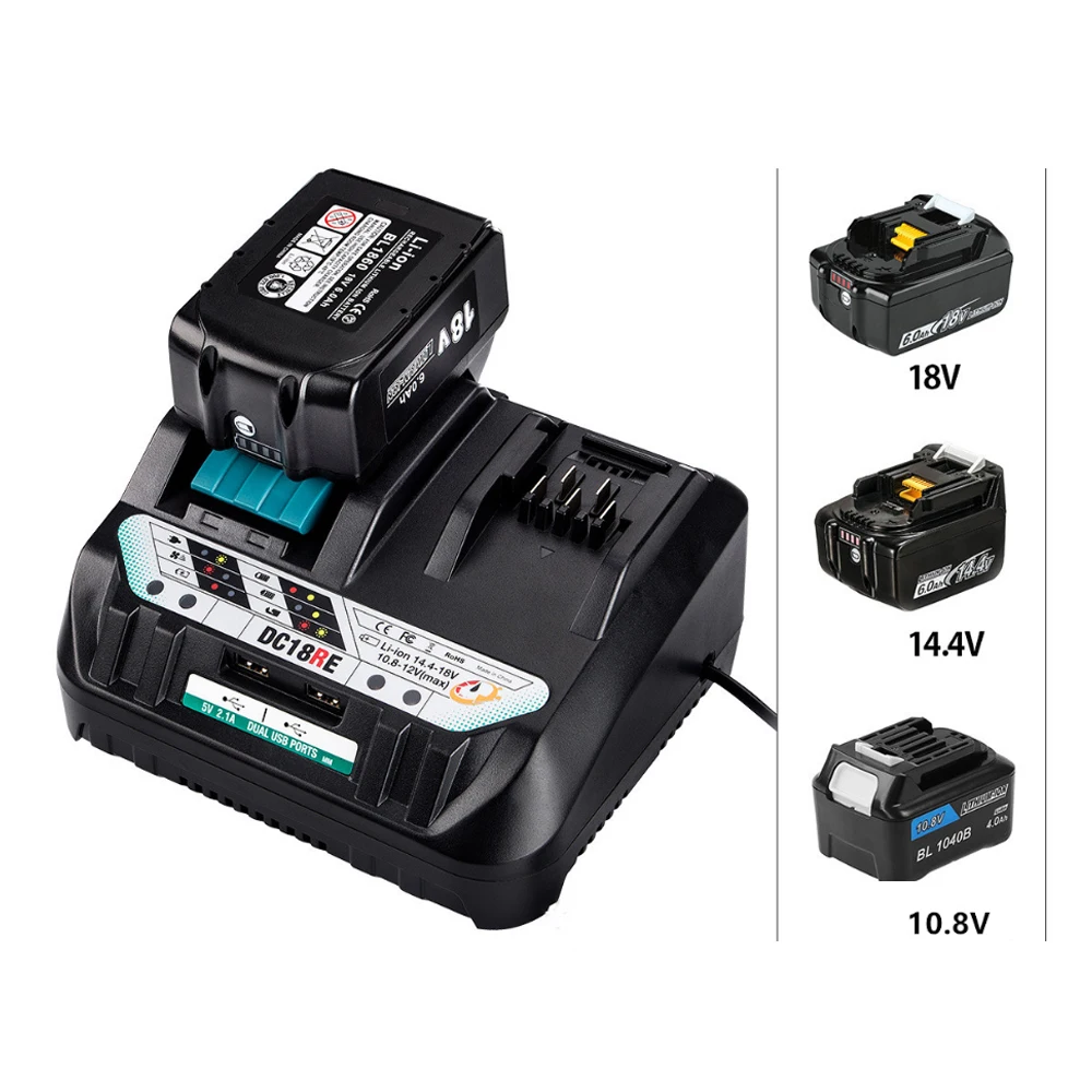 

DC18RE Lithium Battery Charger For Makita 18V 14.4V 10.8V 12V li-ion Battery BL1830 BL1430 BL1016 BL1021 BL1041