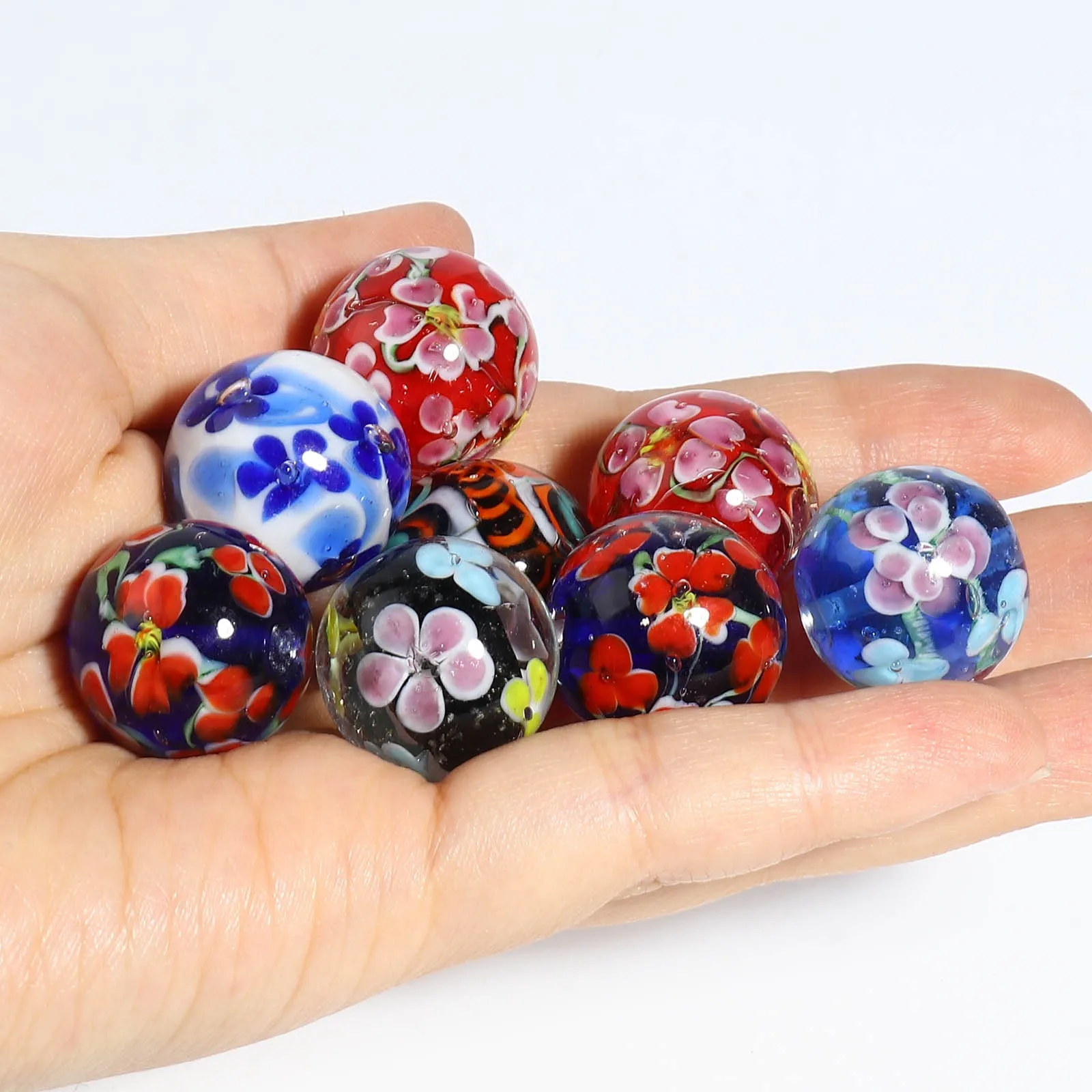 1PC 20mm Bohemian Style Flower Lampwork Glass Beads Round Multicolor For Women DIY Making Bracelets Vintage Party Jewelry Gifts