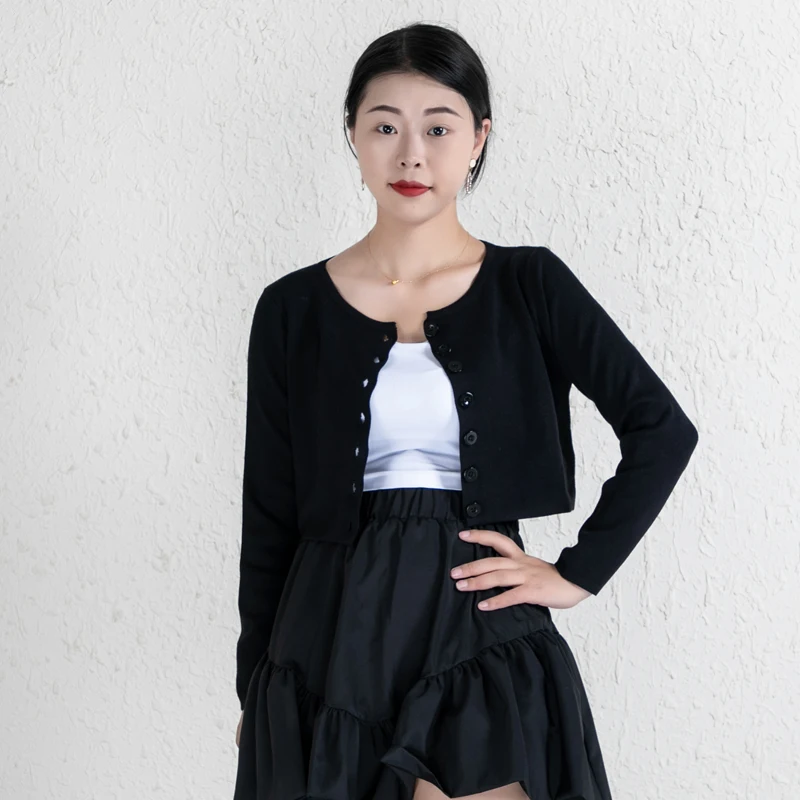 Blouses Cardigan Female Knitted Ladies Sweaters Cropped Clothing Crochet Top Korean Fashion Style Black Outerwear Tricot Jersey