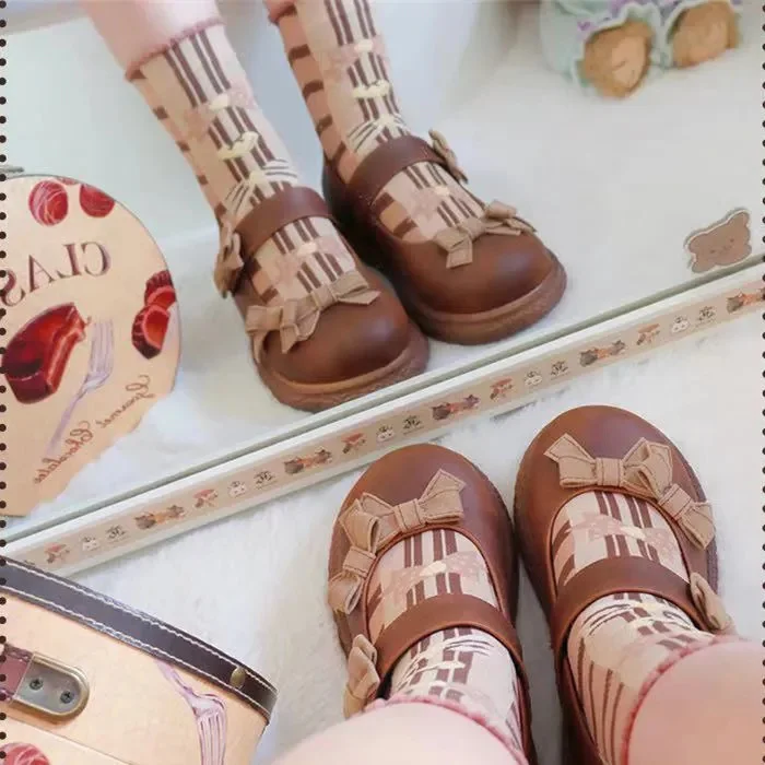 Lolita Big Head Doll Shoes Female Cute Bowknot Single Shoes Round Head Loli Shoes Soft Sister Daily Shoes Cosplay Cos Loli