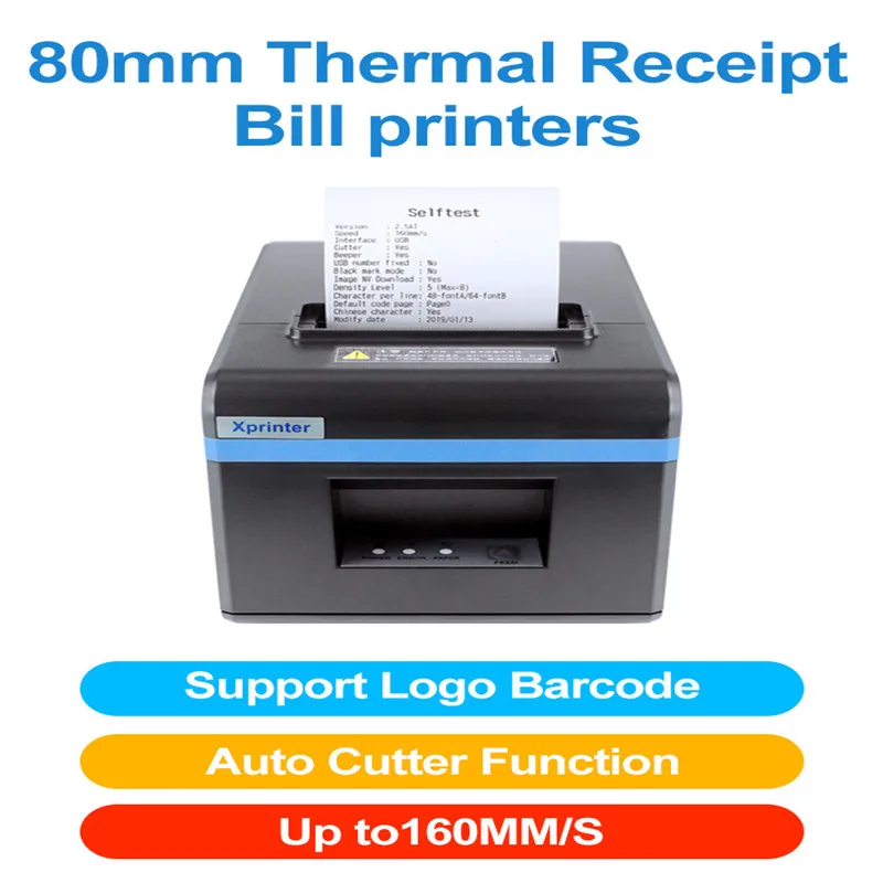 New arrived 80mm auto cutter thermal receipt printer POS printer with usb/Ethernet/bluetooth for Hotel/Kitchen/Restaurant