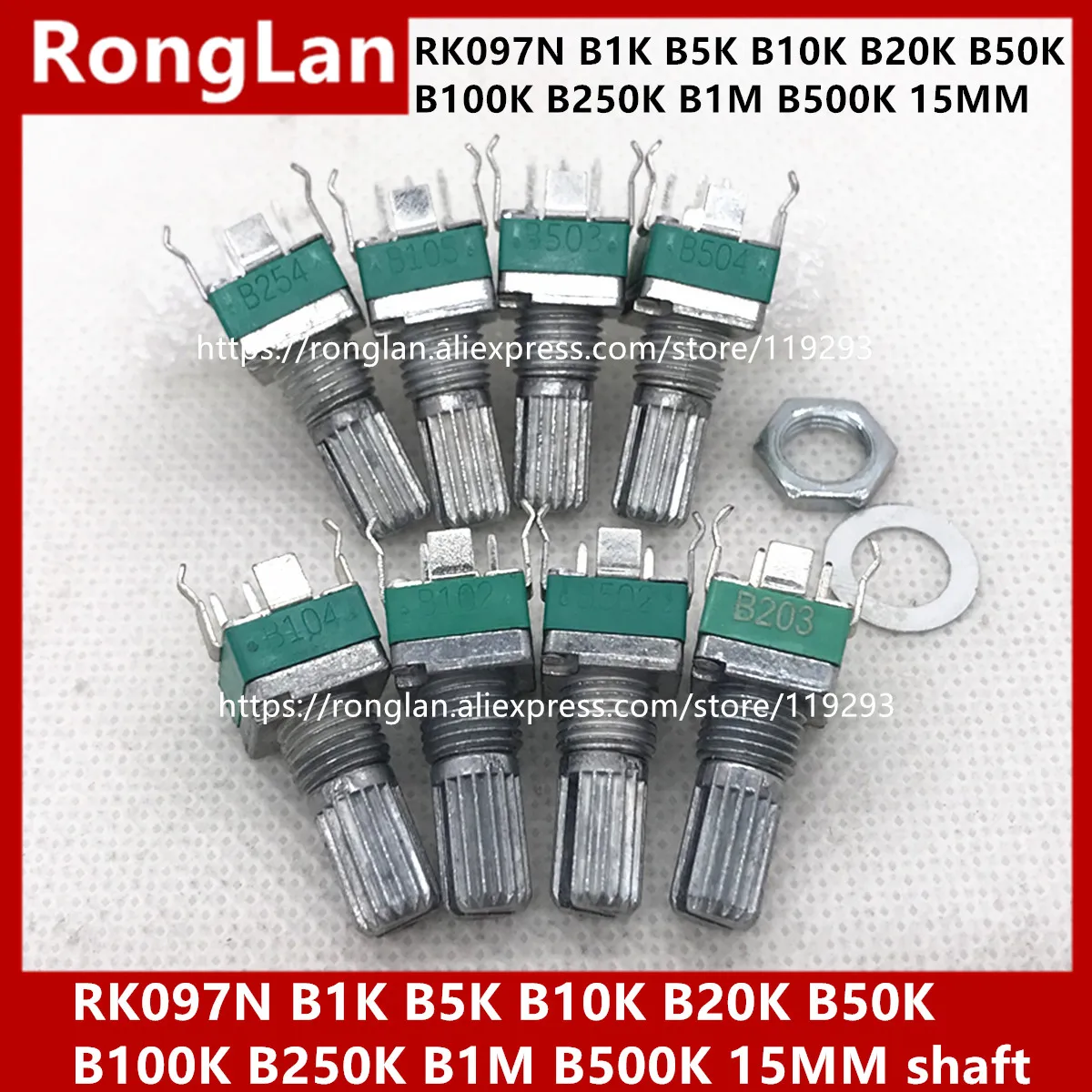 Spot quality precision adjustable potentiometer RK097N 097 Vertical clubfoot Single B1K B5K B10K B20K B50K B100K B250K B1M B500K