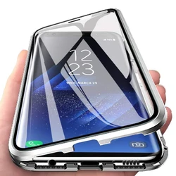 Magnetic Adsorption Glass Metal Case For Samsung Galaxy S25 Ultra S23 S24 Ultra S22 S21 Plus A14 A53 A54 Phone Protection Cover