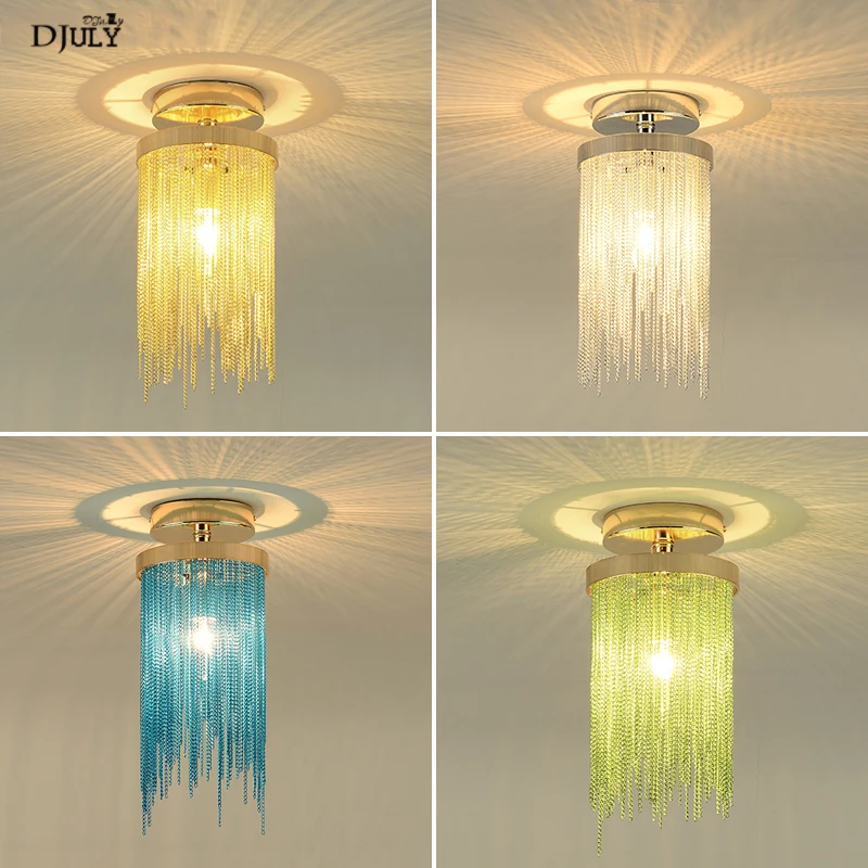 

nordic ins Aluminum tassel colorful ceiling lamp for hallway bedroom hall cafe art deco clothing store light fixtures led luster