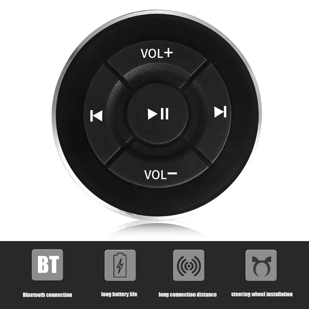 Wireless Bluetooth-compatible Car Steering Wheel Media Buttons Remote Control for Auto DVD Radio Audio IOS Android