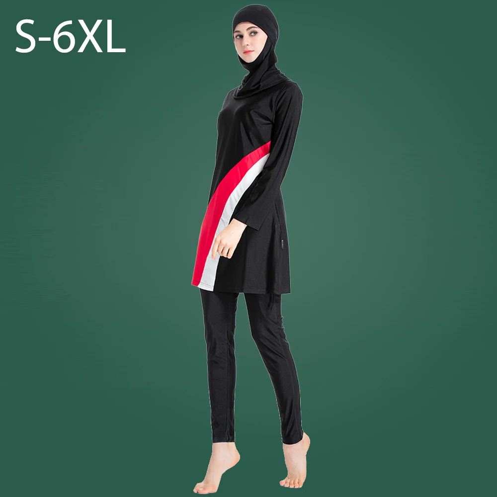 

Burkini Muslim Swimwear Conservative Women Yongsen Girl Islamic Borkini Hijab Big Size Long Sleeve Haofan Swimsuit Cover Up 6XL