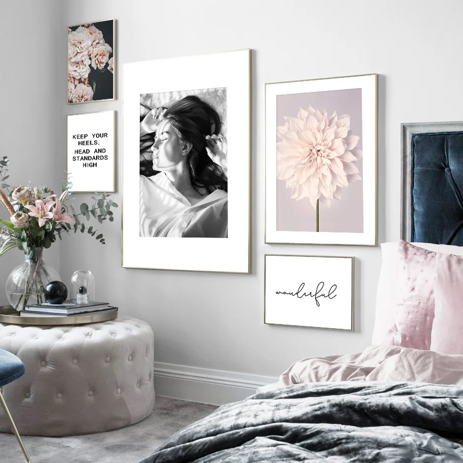 Sunlight Girl Dahlia Rose Quotes Landscape Wall Art Canvas Painting Nordic Posters And Print Wall Pictures For Living Room Decor