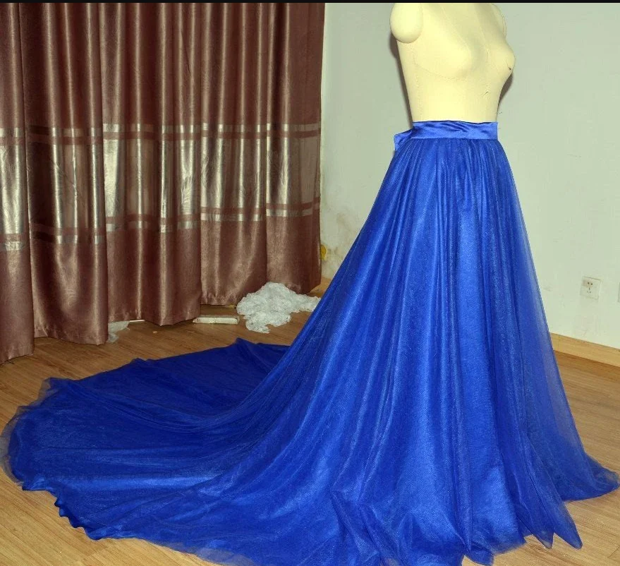 Puffy Tulle Skirts With Sweep Train Women Elegant Blue Removable skirt Tutu Skirts wedding accessories