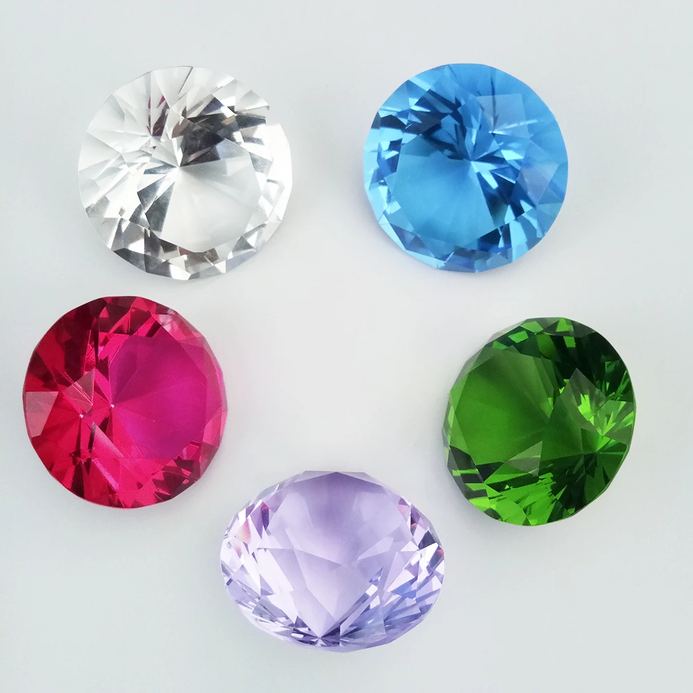 30mm K9 Crystal Faceted Diamond Birthday Gifts Paperweight Decorative Cut Glass Giant Gemstone Wedding Office Desktop Ornament