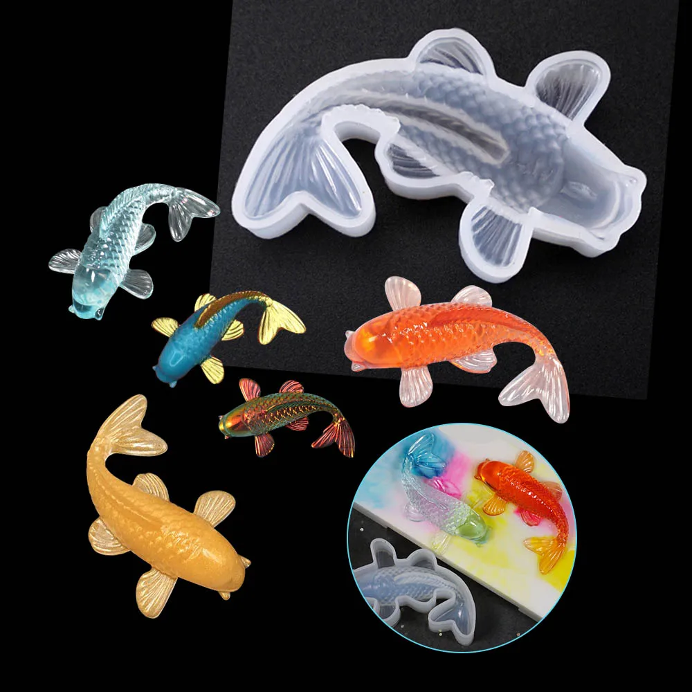 1pc Fish Tail Koi Silicone Resin Mold Jewelry Fishtail UV Epoxy Resina Mold For DIY Pendant Charms Making Jewelry