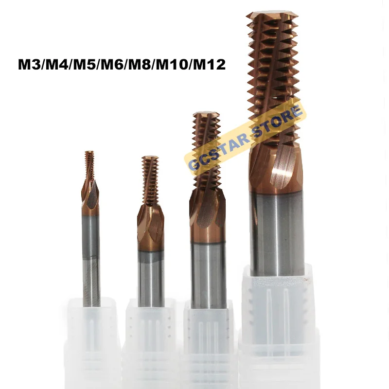 Carbide Thread End Mills M3 M4 M5 M6 M8 M10 M12 M14 Threading Mills Coated Threaded  Milling Cutter for Steel Free Shipping