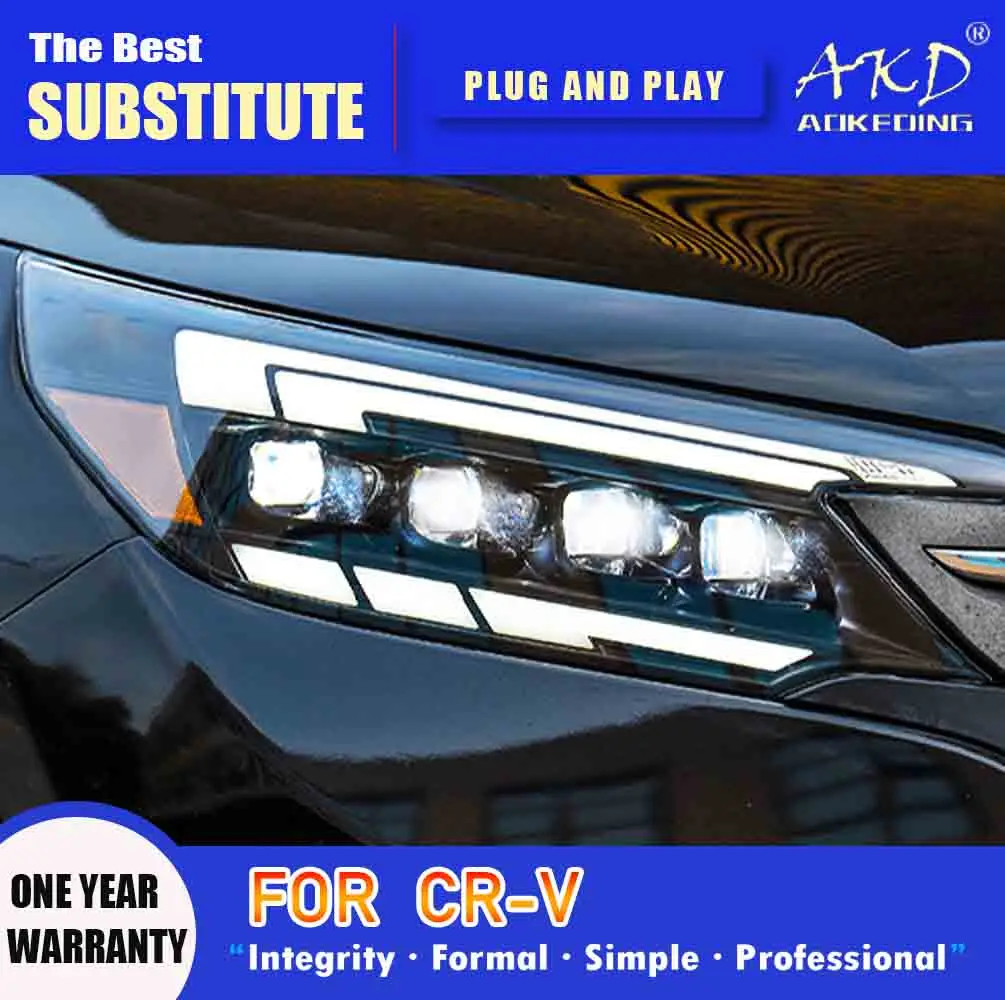 

AKD Head Lamp for Honda CR-V LED Headlight 2012-2014 Headlights CRV DRL Turn Signal High Beam Angel Eye Projector Lens