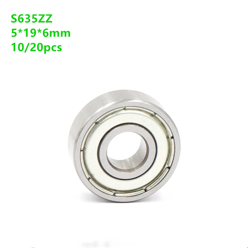 

10/20pcs 5x19x6mm S635ZZ S635 ZZ S635 Z 635ZZ bearing 5*19*6mm Stainless Steel Deep Groove Ball Bearing