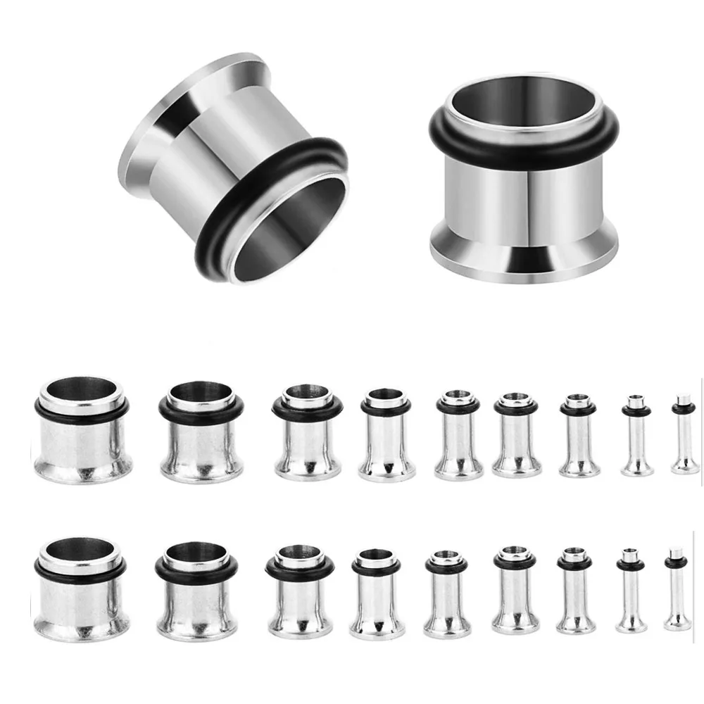 Wholesales Ear Tunnels Stretching Kit Stainless Steel Gauge Plugs Set Single Flared Expanders 14G-00G Body Piercing Gauges