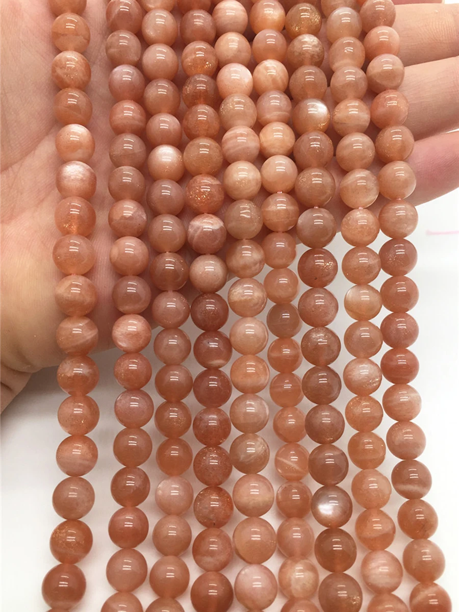 

6-12mm Natural Gem Stone Orange Moonstone For Jewelry Making Faceted Round Spacer Beads Diy Bracelets Necklace Accessories 15"