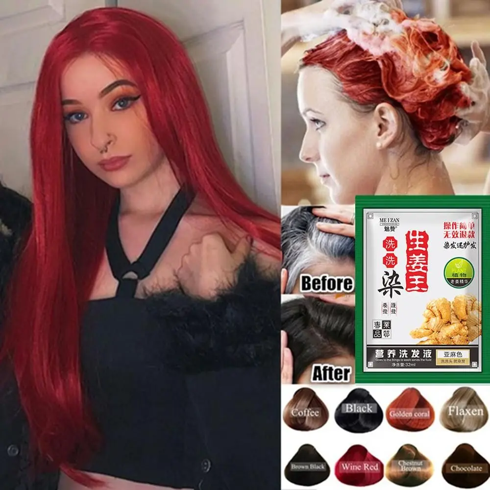 1-delige mode haarstylingtools Milde formule haarshampoo Wit haar in zwart Instant haarverf Gemberextracten