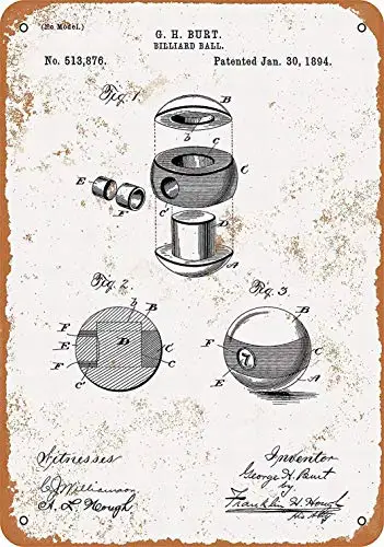 

12x16 металлический знак-патент на бильярдный мяч-винтажный настенный Декор для дома
