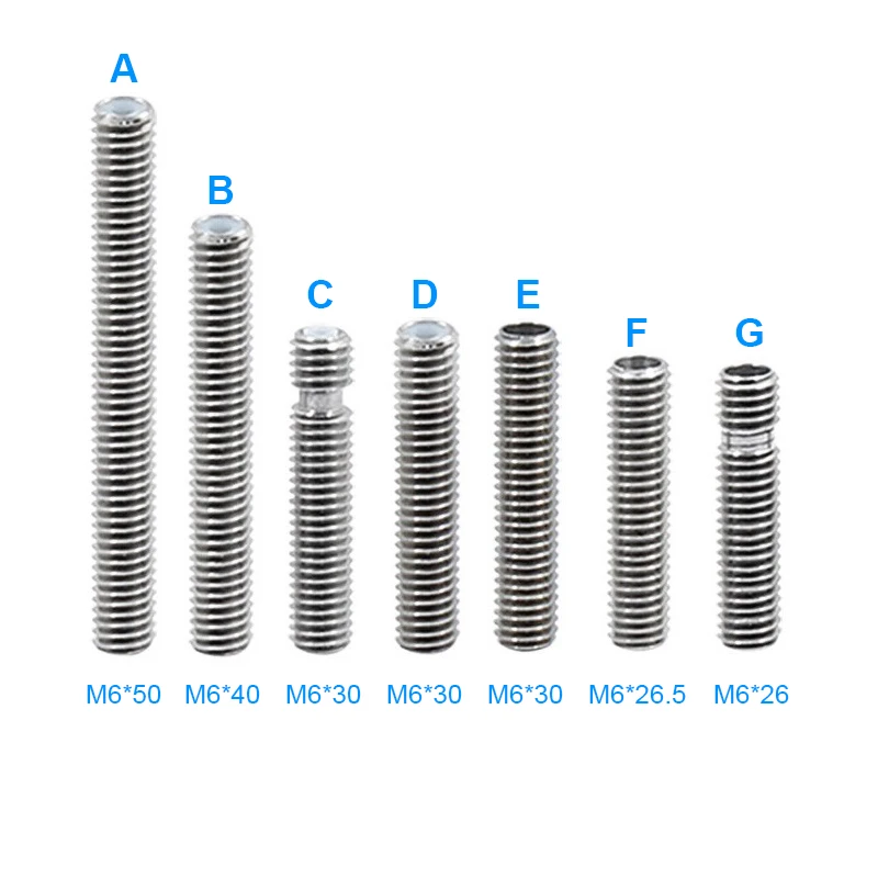 

2PCS MK8 MK9 Throat Heat Break with Slot PTFE Tube 26 26.5 30 40 50mm M6 Thread 3D Printer Part For 1.75mm Filament