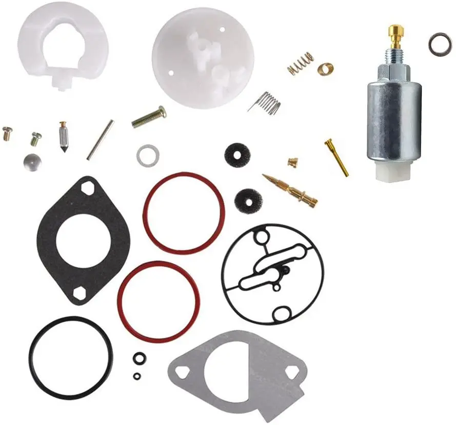 796184 Carburetor Overhaul Rebuild Kit for Briggs & Stratton Lawn Mower Tractor 11 HP-19 HP with 699915 Fuel Solenoid Valve