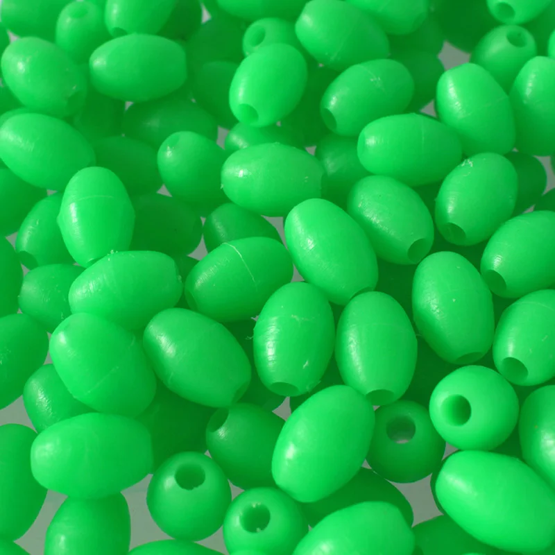 100pcs Bright Oval Shaped Glow Fishing Beads Floating Set Balls Tackles Rig Sea Night Luminous Fishing Bead Pesca Iscas Tackle