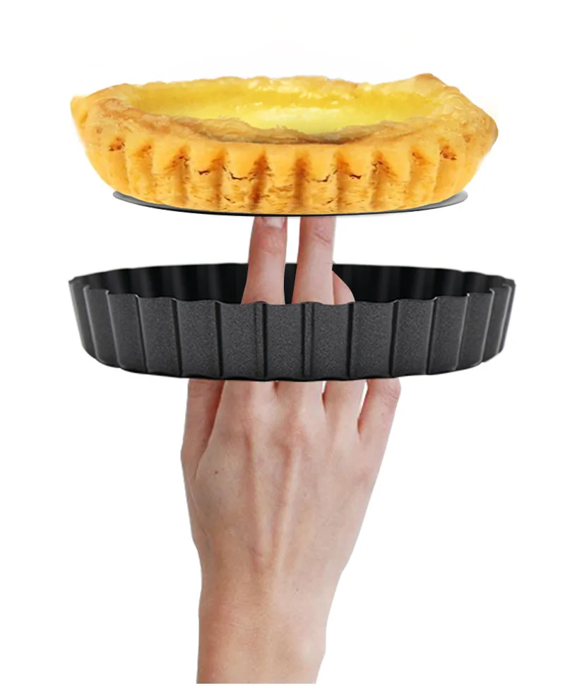 1/2/4 pcs Non-Stick Tart Quiche Flan Pan Molds Pie Pizza Cake Mold Removable Loose Bottom Fluted Heavy Duty Pizza Pan Bakeware