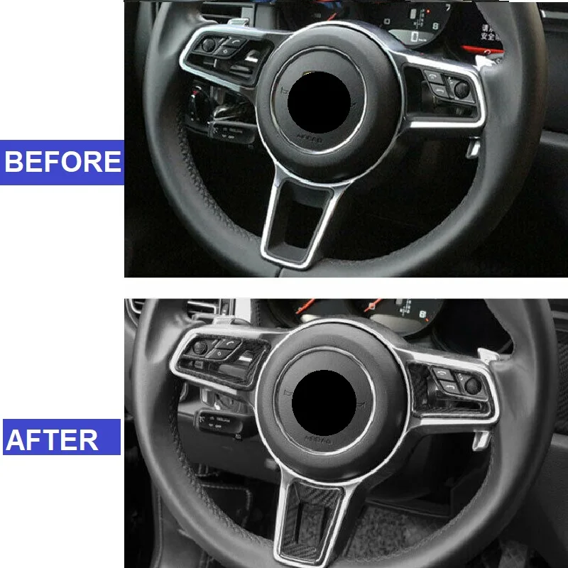 

Fit For Porsche Cayenne 2018-2021 Dry Carbon Fiber Interior Steering Wheel Button Frame Trim Car Accessories