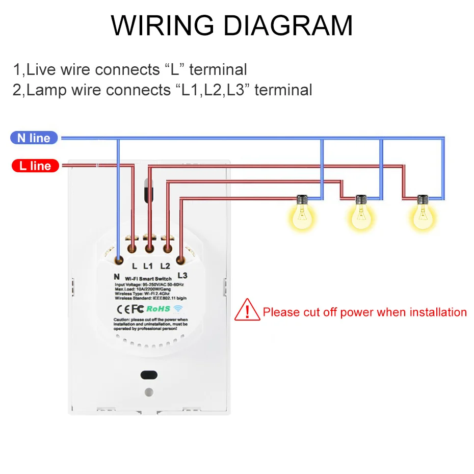 ONS standaard Smart Touch Schakelaar Gehard Glas Panel WiFi Muur Touch Switch Ewelink Draadloze Contorl Ondersteuning Google Home Alexa