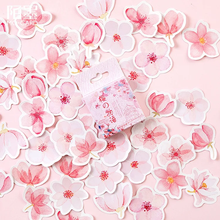 45 Pcs Sakura Scrapbook Stickers Mini Size Cherry Blossom Diy Decoration Stickers For Scrapbooking Notebooks Laptop Travel Case