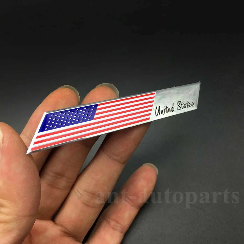 6pcs Aluminum American USA Flag Car Body Side Trunk Decal Sticker Badge Emblem