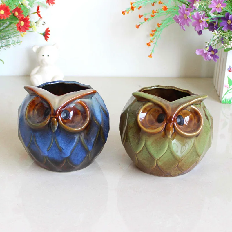 

Ceramic Owl Fleshy Plant Flower Pot Hand Crafts Home Desktop Decor Ceramic Planter Pot Desktop Patio Decoration